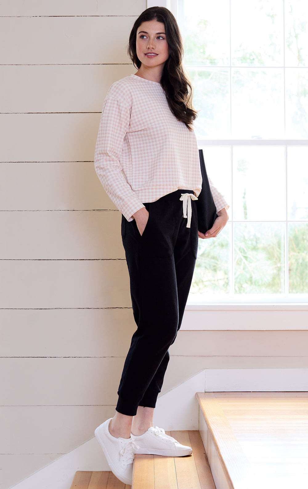 Gingham French Terry Pullover
