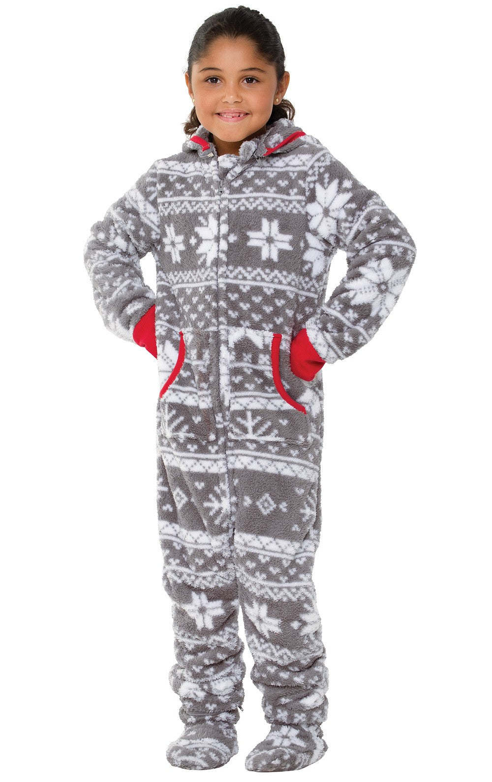 Nordic Fleece Hoodie-Footie Onesie Unisex Kids Pajamas