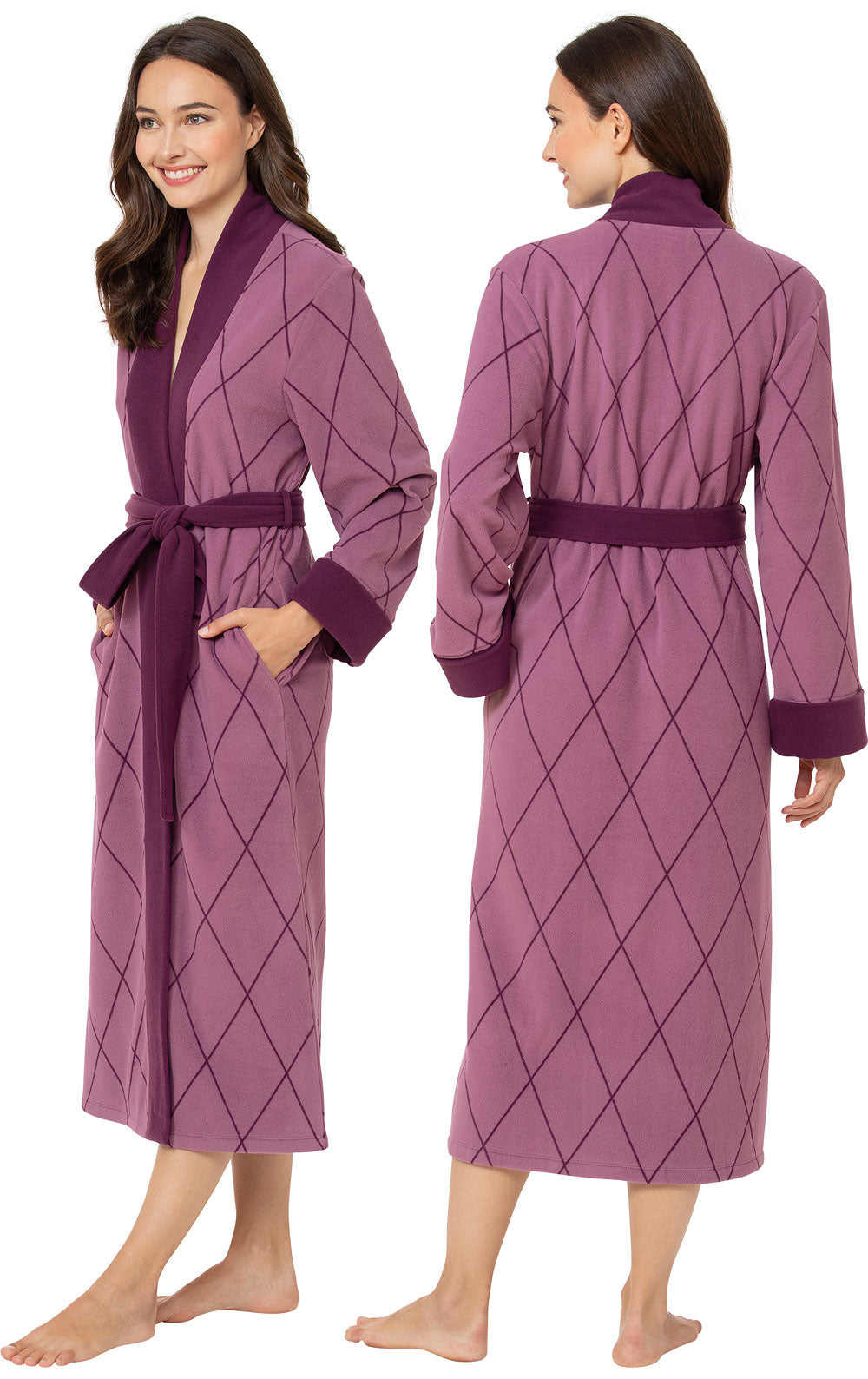 Super Soft Robe – Plum Argyle - Final Sale