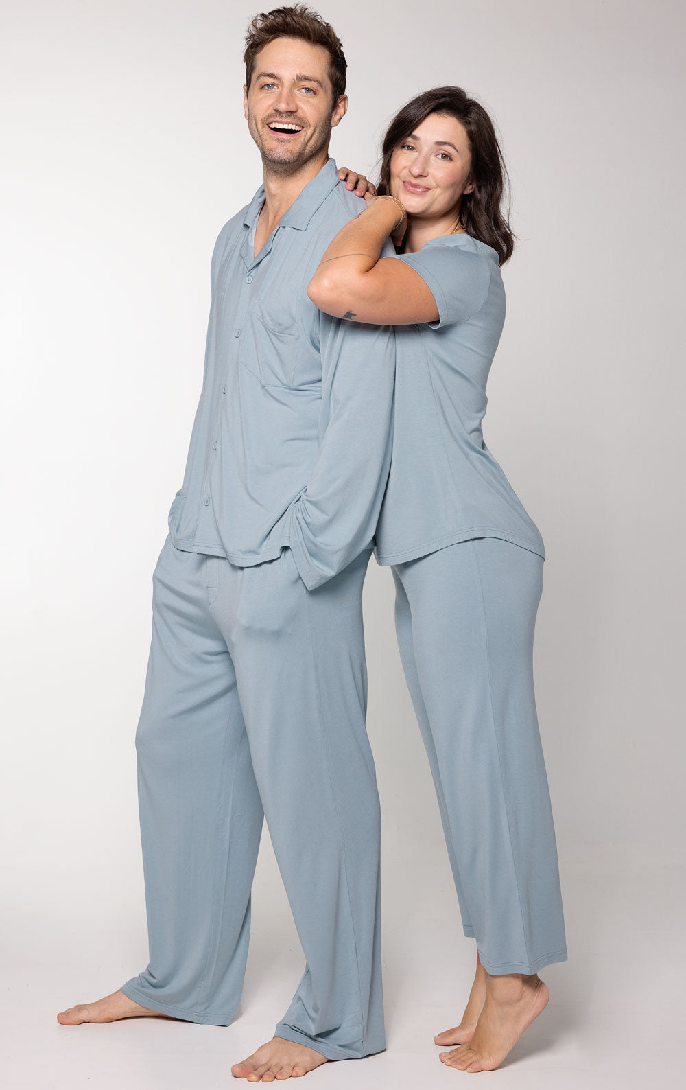 Consciously Cozy Capri & Button-Front Matching Couples Pajamas