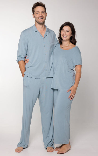 Consciously Cozy Capri & Button-Front Matching Couples Pajamas