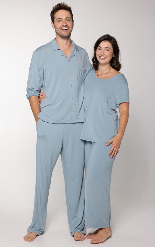 Consciously Cozy Capri & Button-Front Matching Couples Pajamas