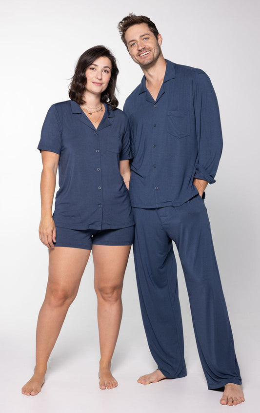 Consciously Cozy Short Set & Button-Front Matching Couples Pajamas