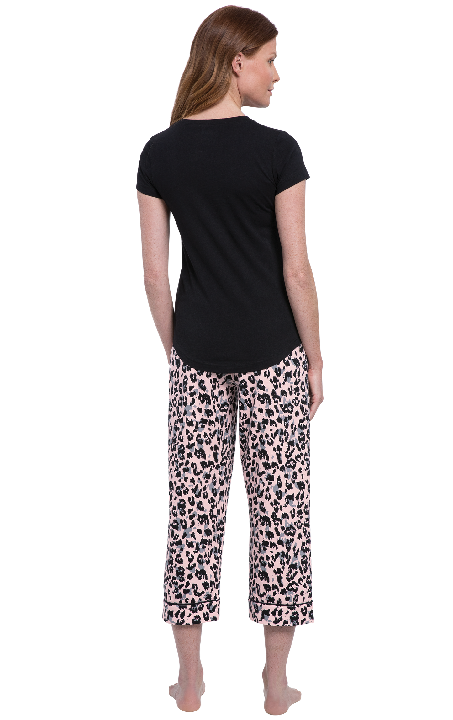 Pink Leopard - Pocket Tee Capri Pajamas