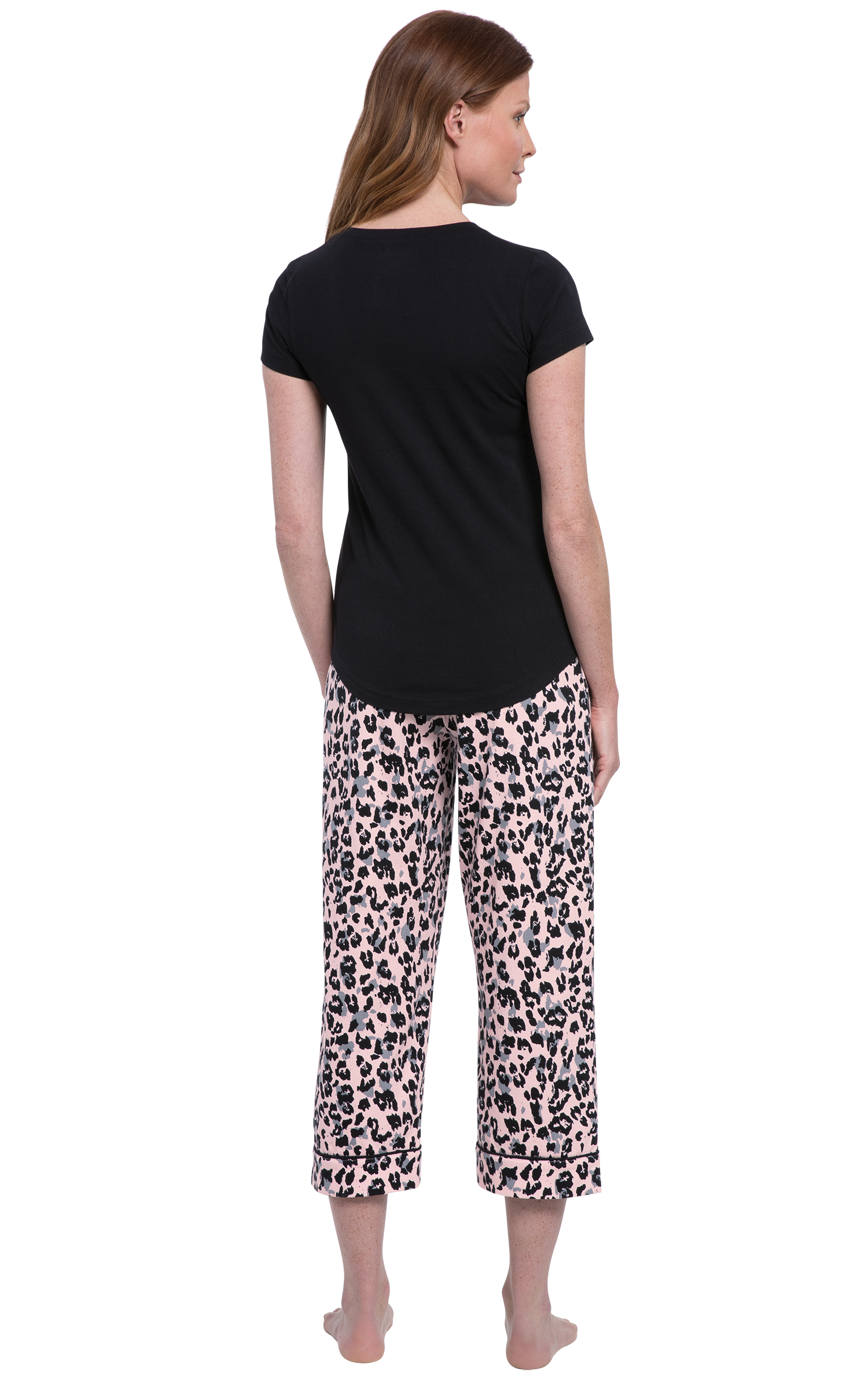 Pink Leopard - Pocket Tee Capri Pajamas