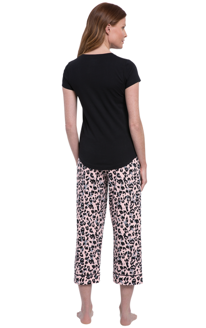 Pink Leopard - Pocket Tee Capri Pajamas