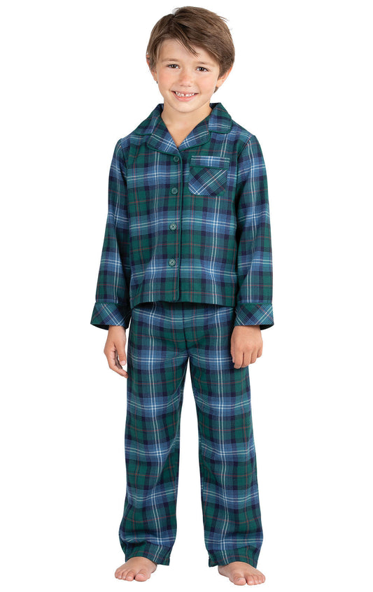 Heritage Plaid Button-Front Unisex Kids Pajamas
