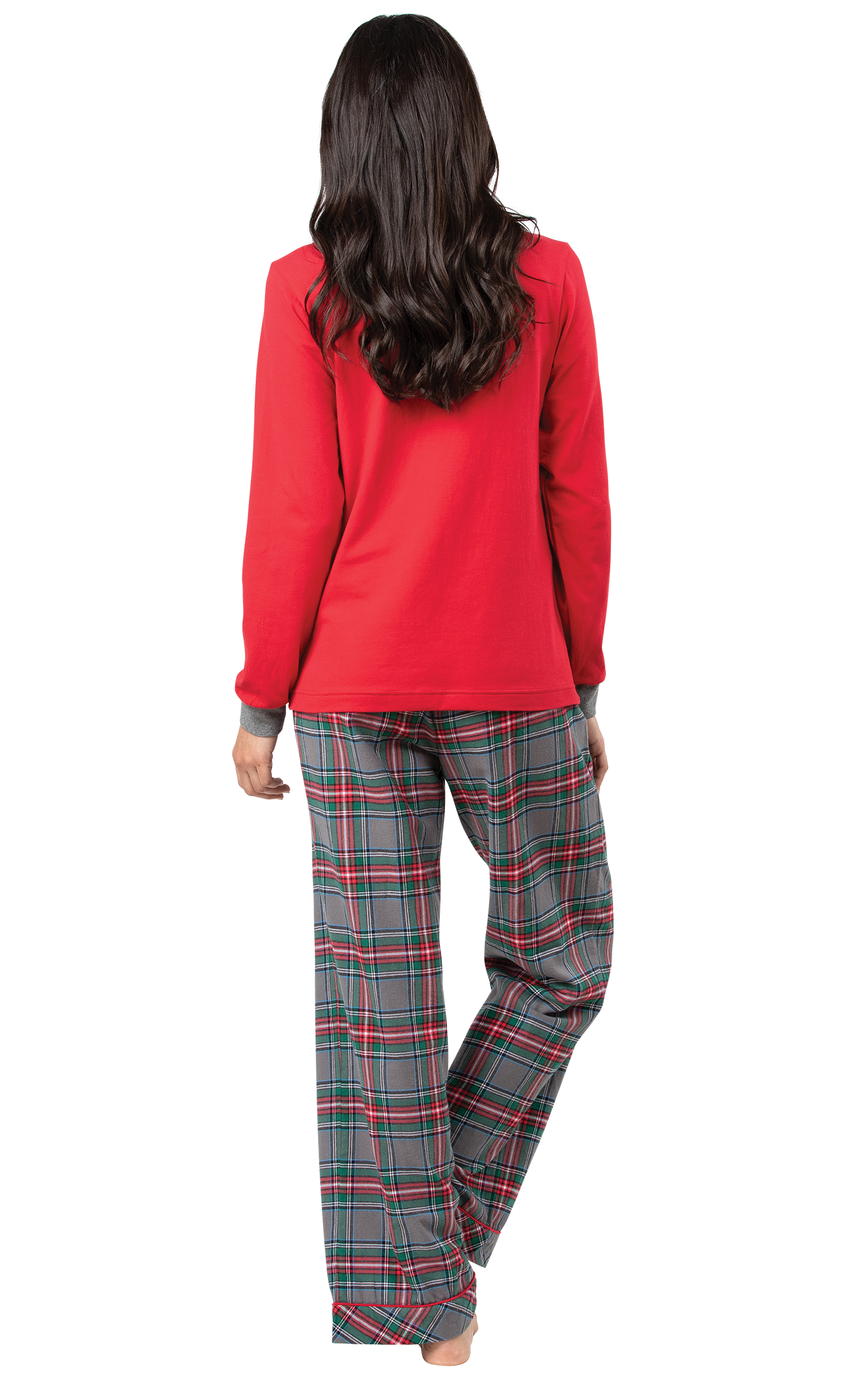 Gray Plaid Pullover Jersey Flannel Pajamas