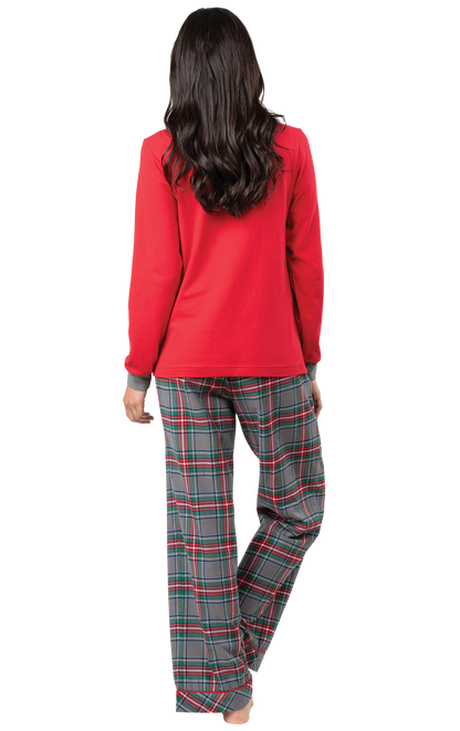 Gray Plaid Pullover Jersey Flannel Pajamas