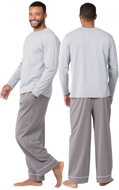 Striped Long Sleeve Pullover Men's Pajamas