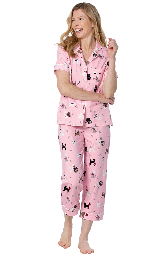 Kitty In Paris Short Sleeve Button-Front Pajamas