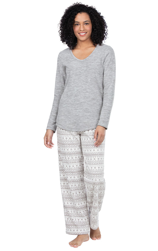 Lightweight Fleece Pullover Pajamas - Gray Fair Isle