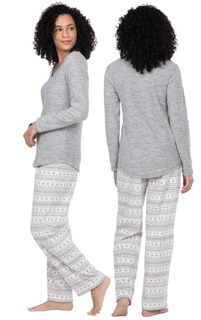 Lightweight Fleece Pullover Pajamas - Gray Fair Isle