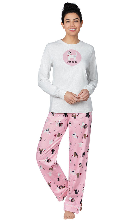 Kitty In Paris Long Sleeve Graphic Tee Pajamas