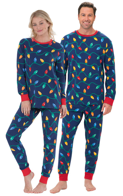 Christmas Lights Matching Couples Pajamas