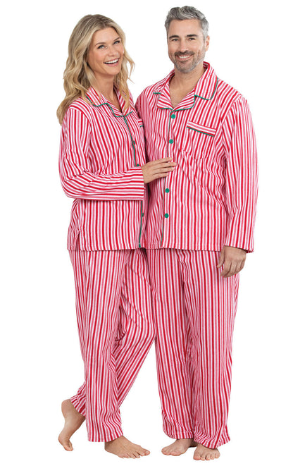 Candy Cane Fleece Matching Couples Pajamas