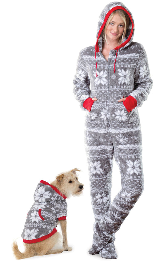 Nordic Fleece Hoodie-Footie Onesie Matching Pet & Owner Pajamas