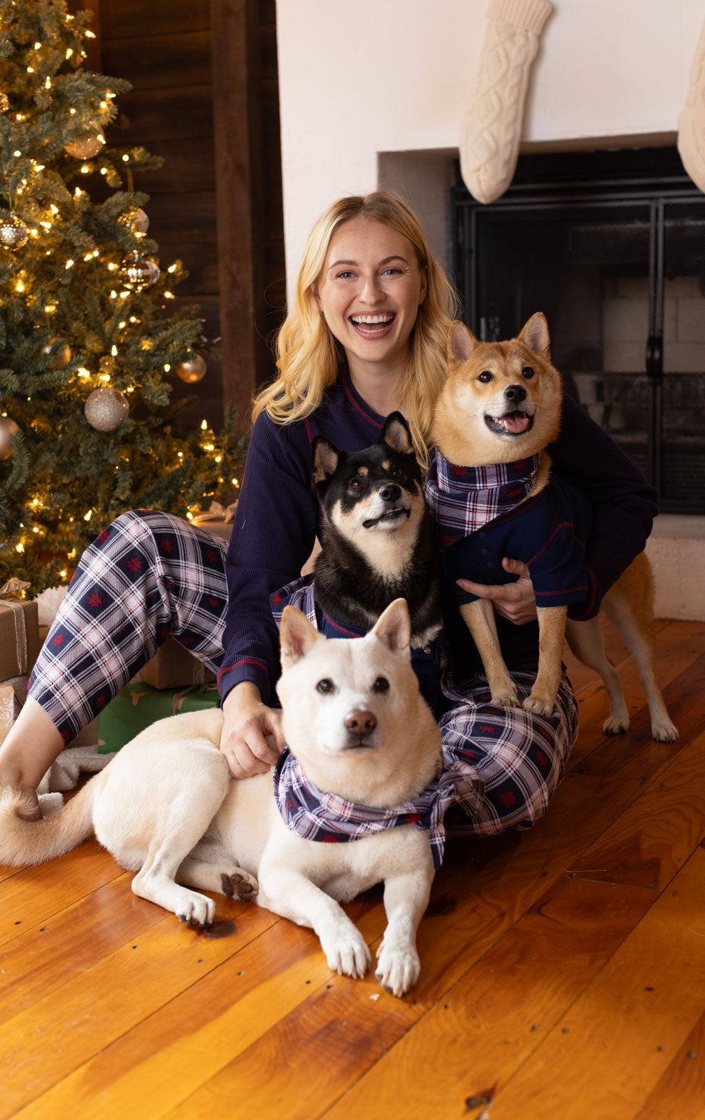 Snowfall Plaid Flannel Matching Pet and Owner Pajamas