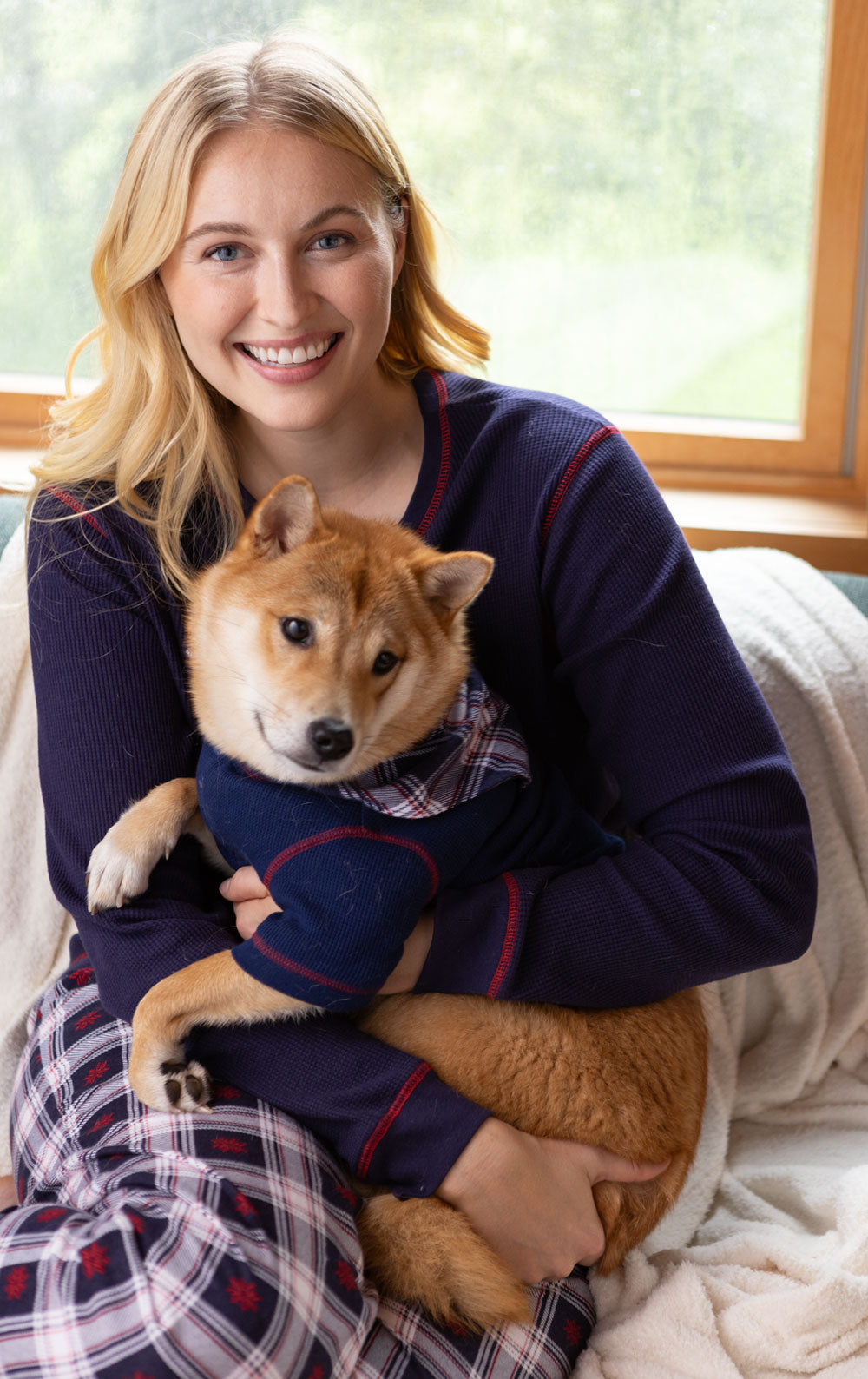 Snowfall Plaid Flannel Matching Pet and Owner Pajamas