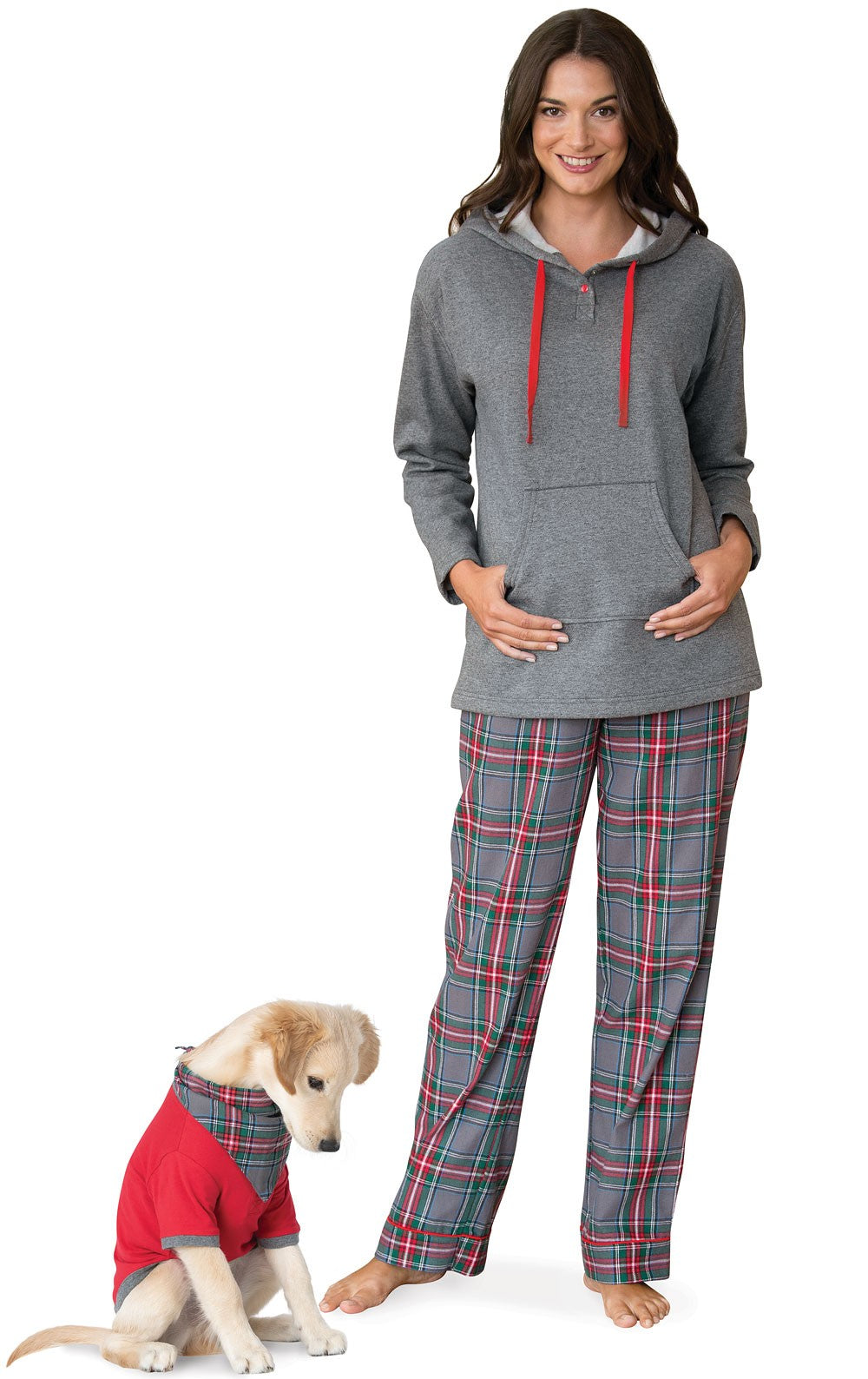 Gray Plaid Hoodie & Pant Pajamas - Pet & Owner