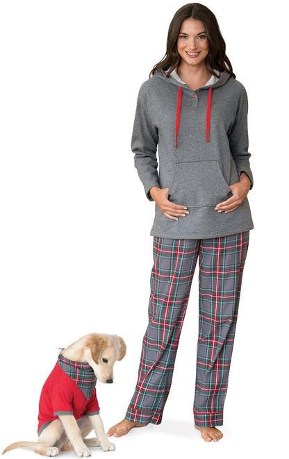 Gray Plaid Hoodie & Pant Pajamas - Pet & Owner