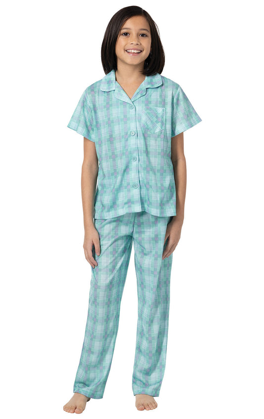 Short Sleeve Button-Front Unisex Kids Pajamas