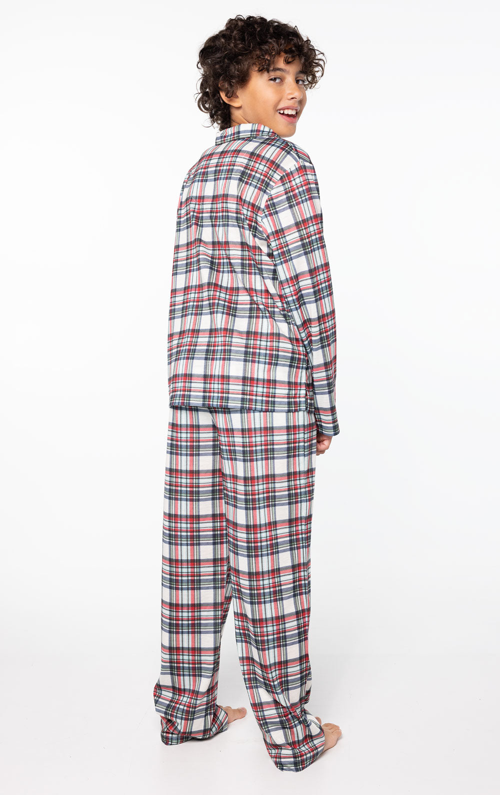 Hibernation Plaid Unisex Kid’s Button-Front Pajamas