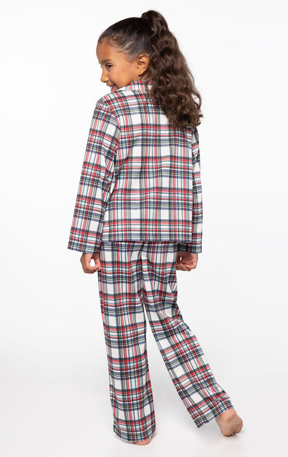Hibernation Plaid Unisex Kid’s Button-Front Pajamas