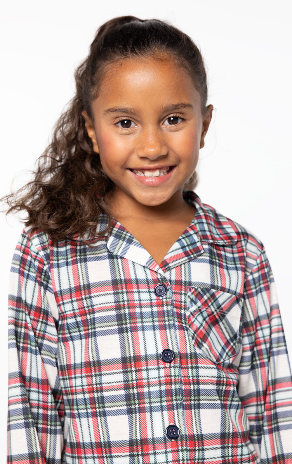 Hibernation Plaid Unisex Kid’s Button-Front Pajamas