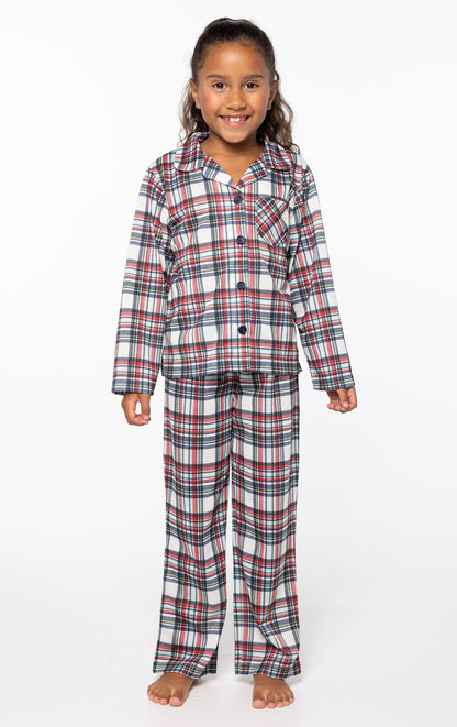 Hibernation Plaid Unisex Kid’s Button-Front Pajamas