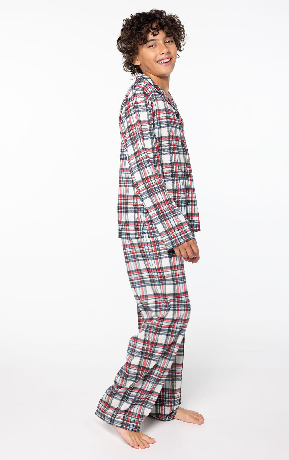 Hibernation Plaid Unisex Kid’s Button-Front Pajamas