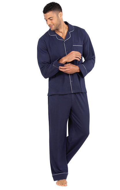 Solid Jersey Button-Front Men's Pajamas