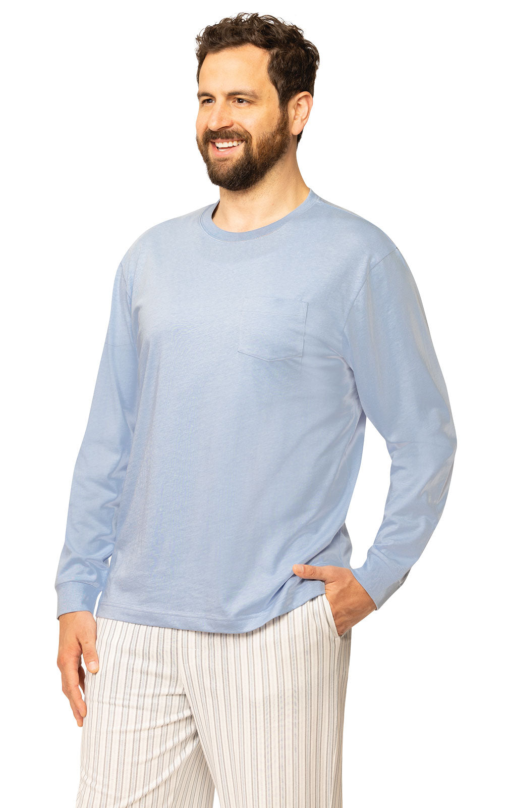 Striped Long Sleeve Pullover Men's Pajamas