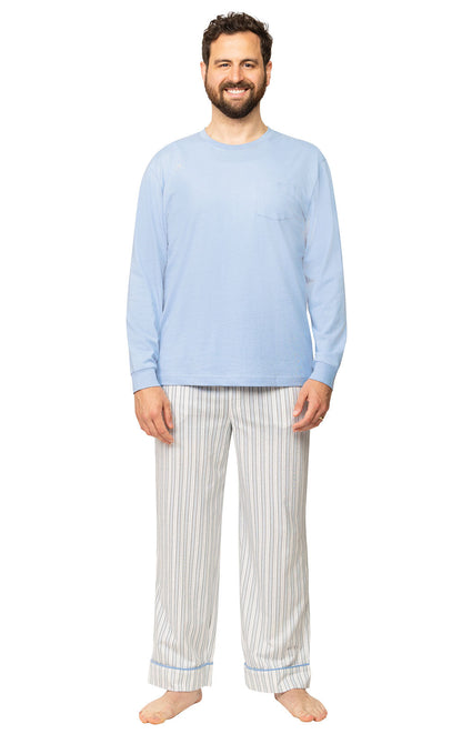 Striped Long Sleeve Pullover Men's Pajamas