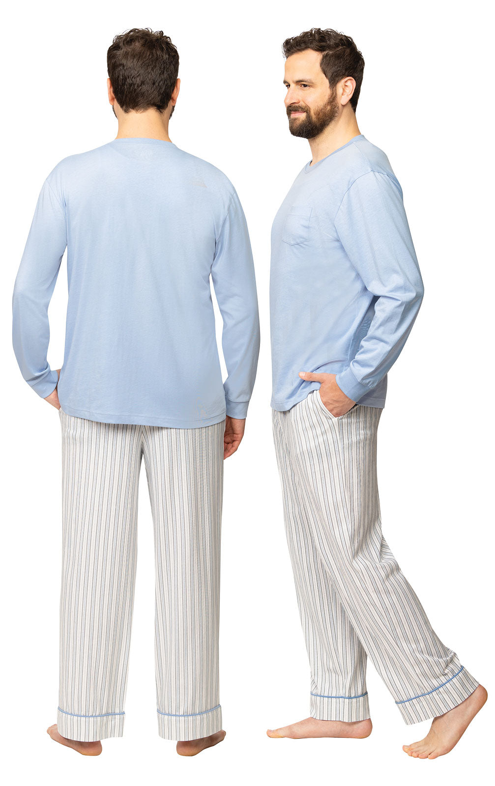 Striped Long Sleeve Pullover Men's Pajamas