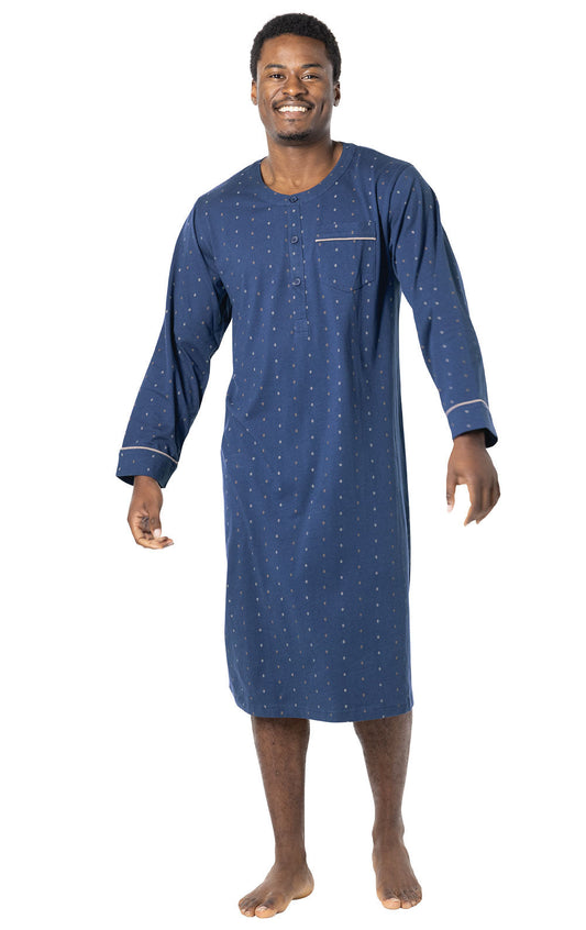 Printed Jersey Men's Nightshirt - Navy Geo
