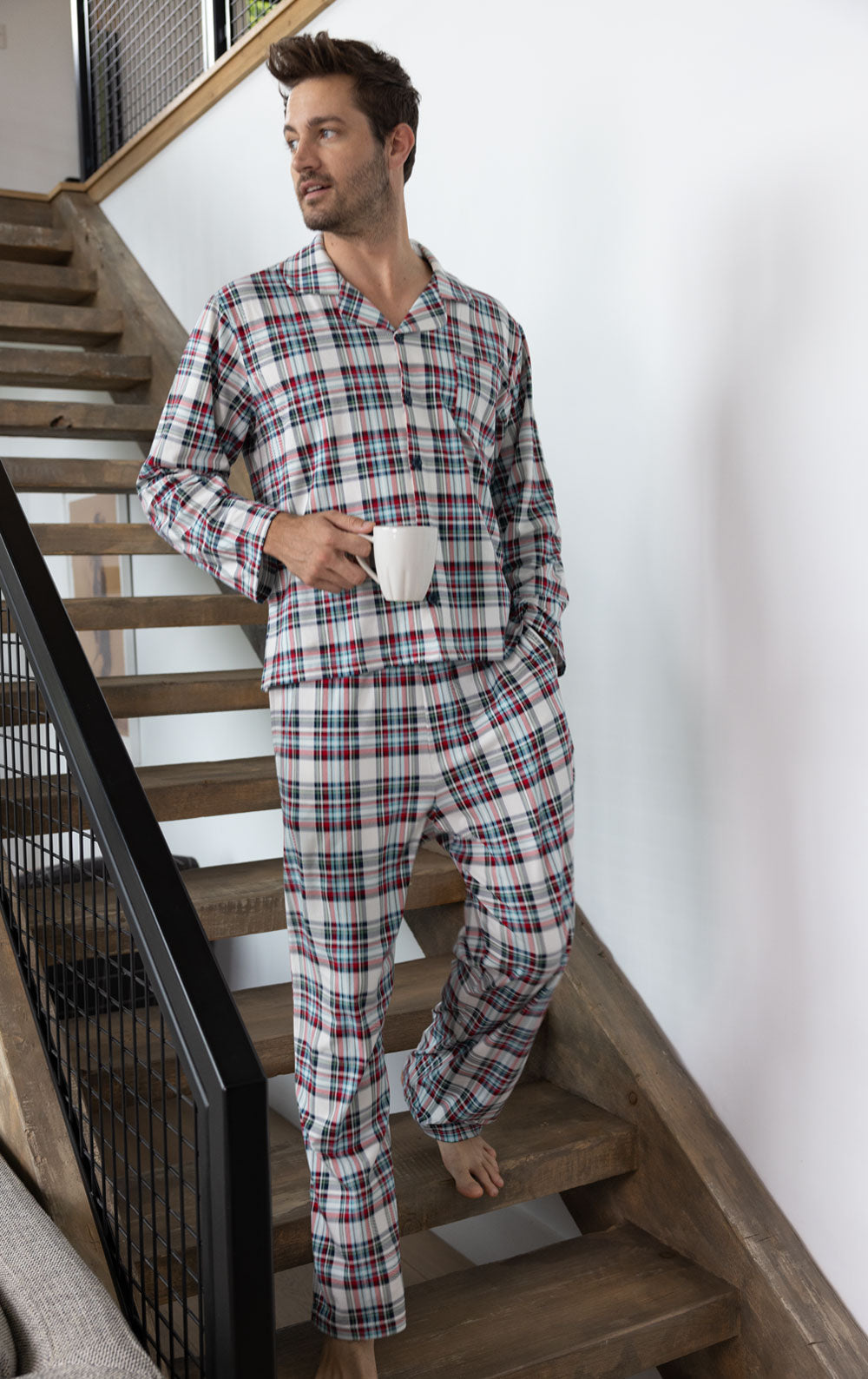Hibernation Plaid Button-Front Men's Pajamas