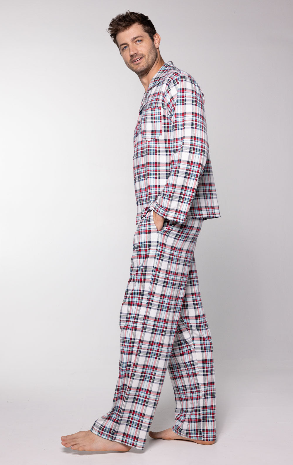 Hibernation Plaid Button-Front Men's Pajamas