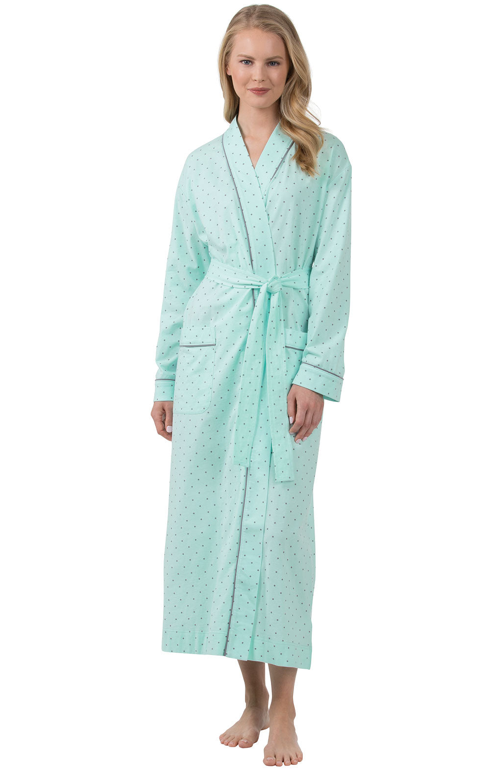 Classic Polka Dots Long Robe - Navy