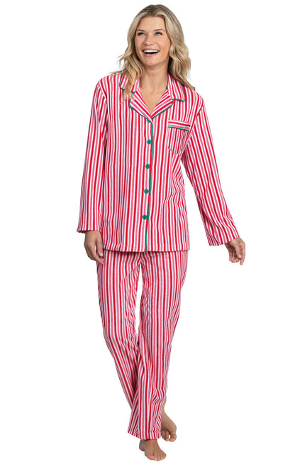 Candy Cane Fleece Matching Couples Pajamas - US 8680
