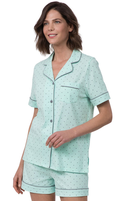 Classic Polka-Dot Button-Front Short Set