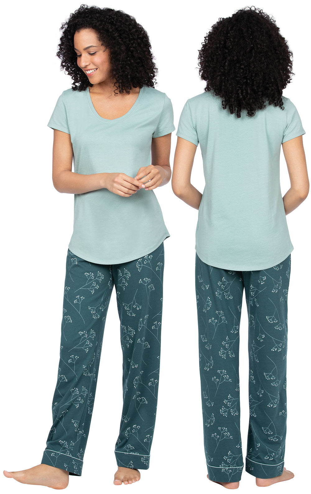 Short Sleeve V-Neck Pajamas - Baby's Breath