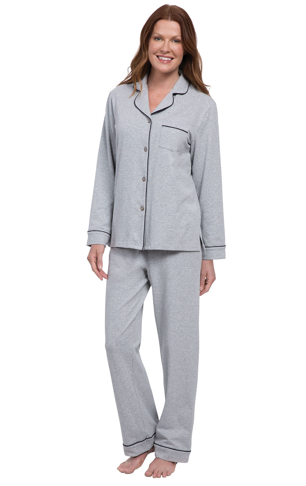 Solid Jersey Button-Front Pajamas