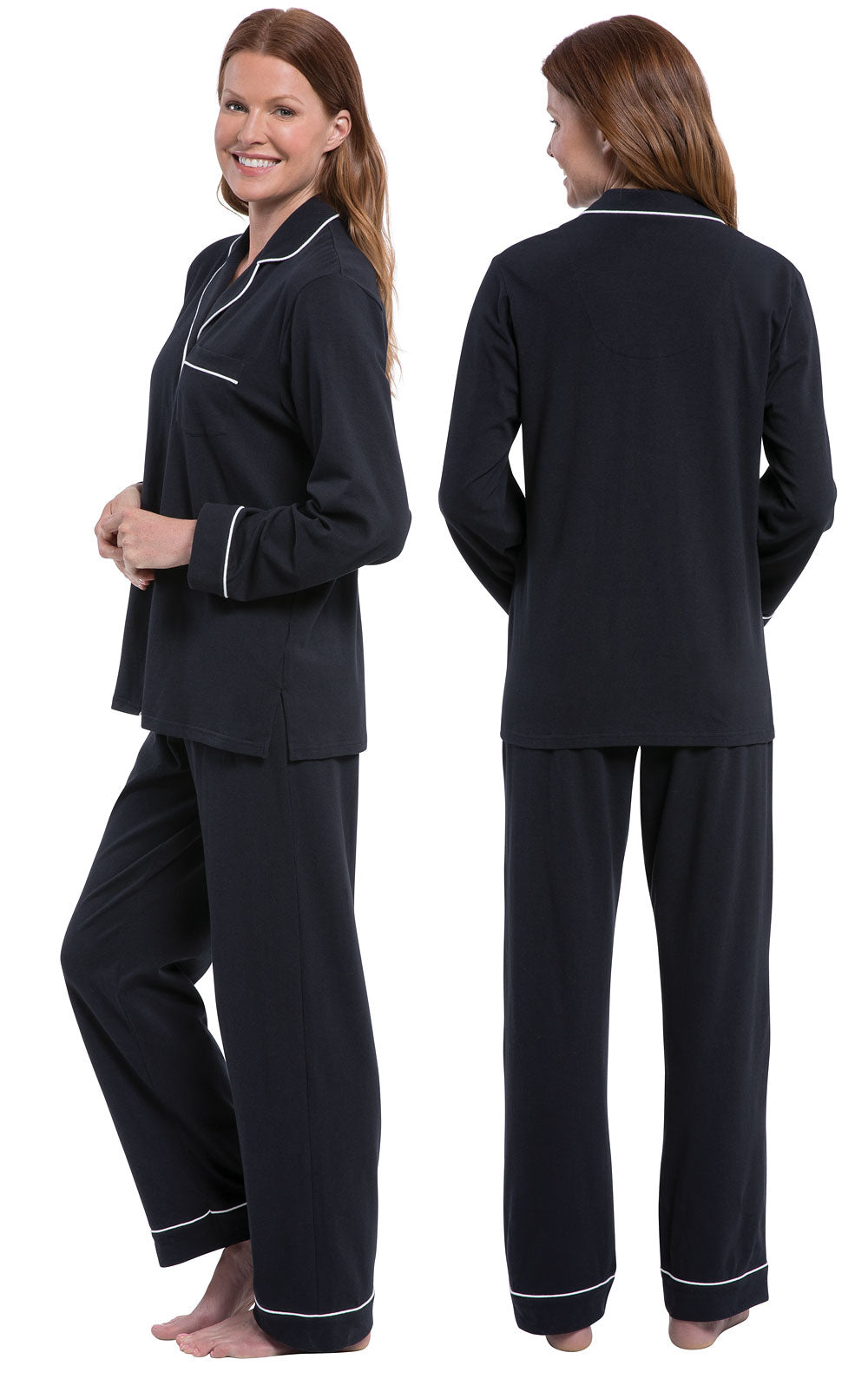 Solid Jersey Button-Front Pajamas