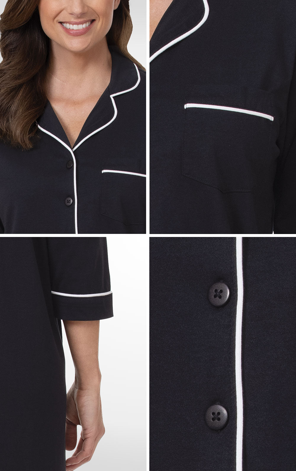 Solid Jersey ¾ Sleeve Nightgown