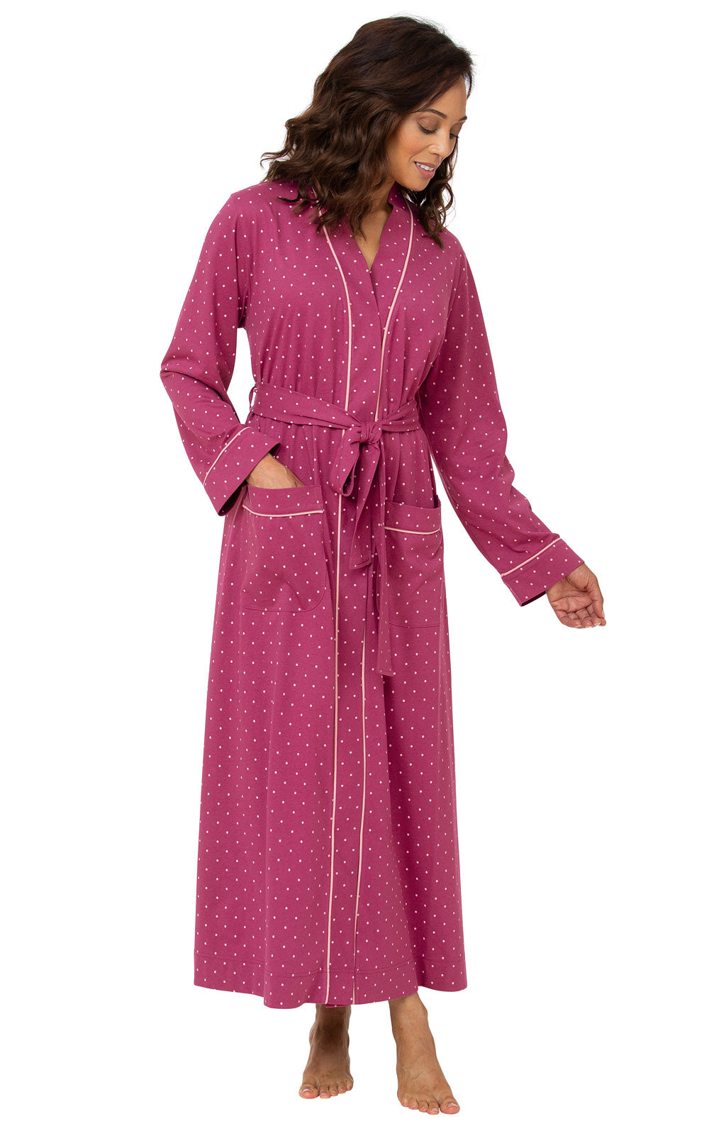 Classic Polka Dots Long Robe - Navy