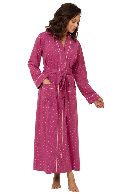 Classic Polka Dots Long Robe - Navy