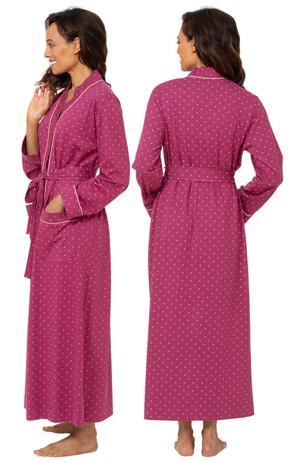 Classic Polka Dots Long Robe - Navy
