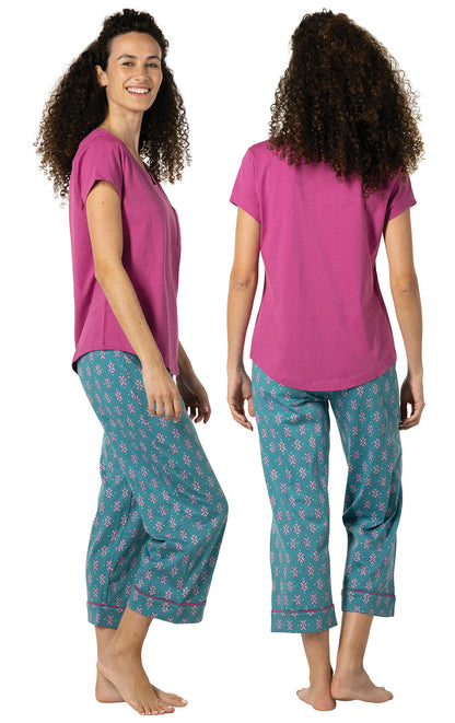 Teal Foulard Pocket Tee Capri Pajamas