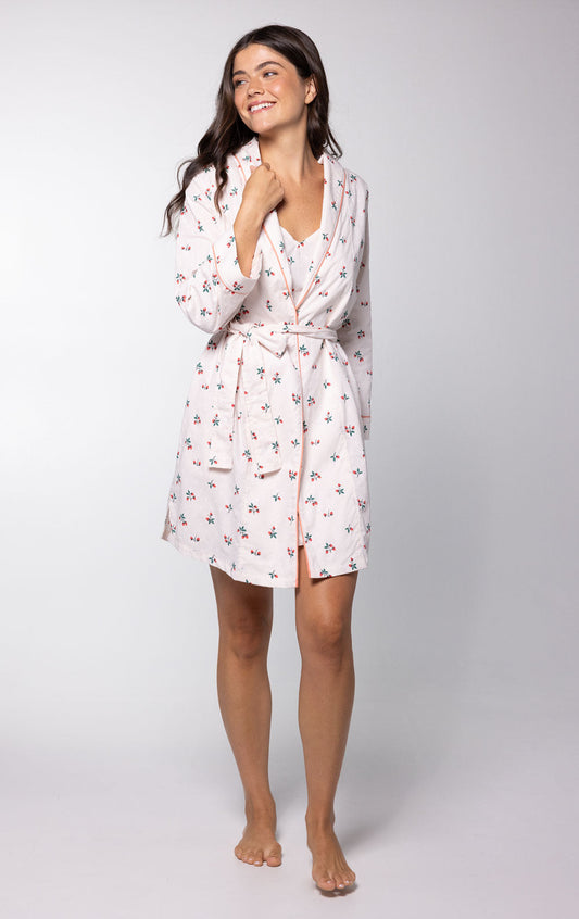Rested Cotton Short Robe – Strawberry Cream
